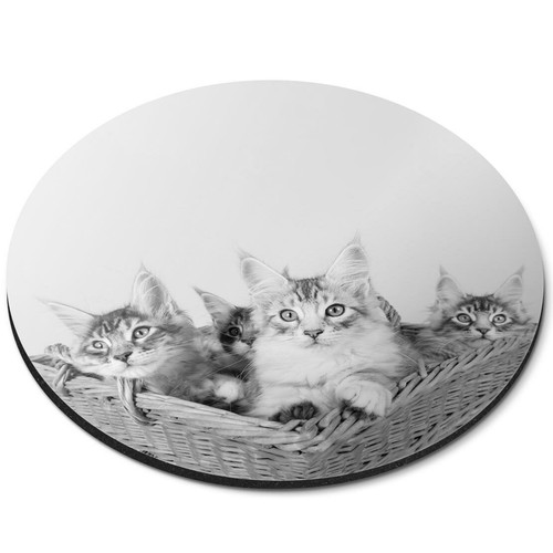Round mouse mat cute - (bw),