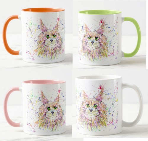 Maine coon cat hand painted - coon,